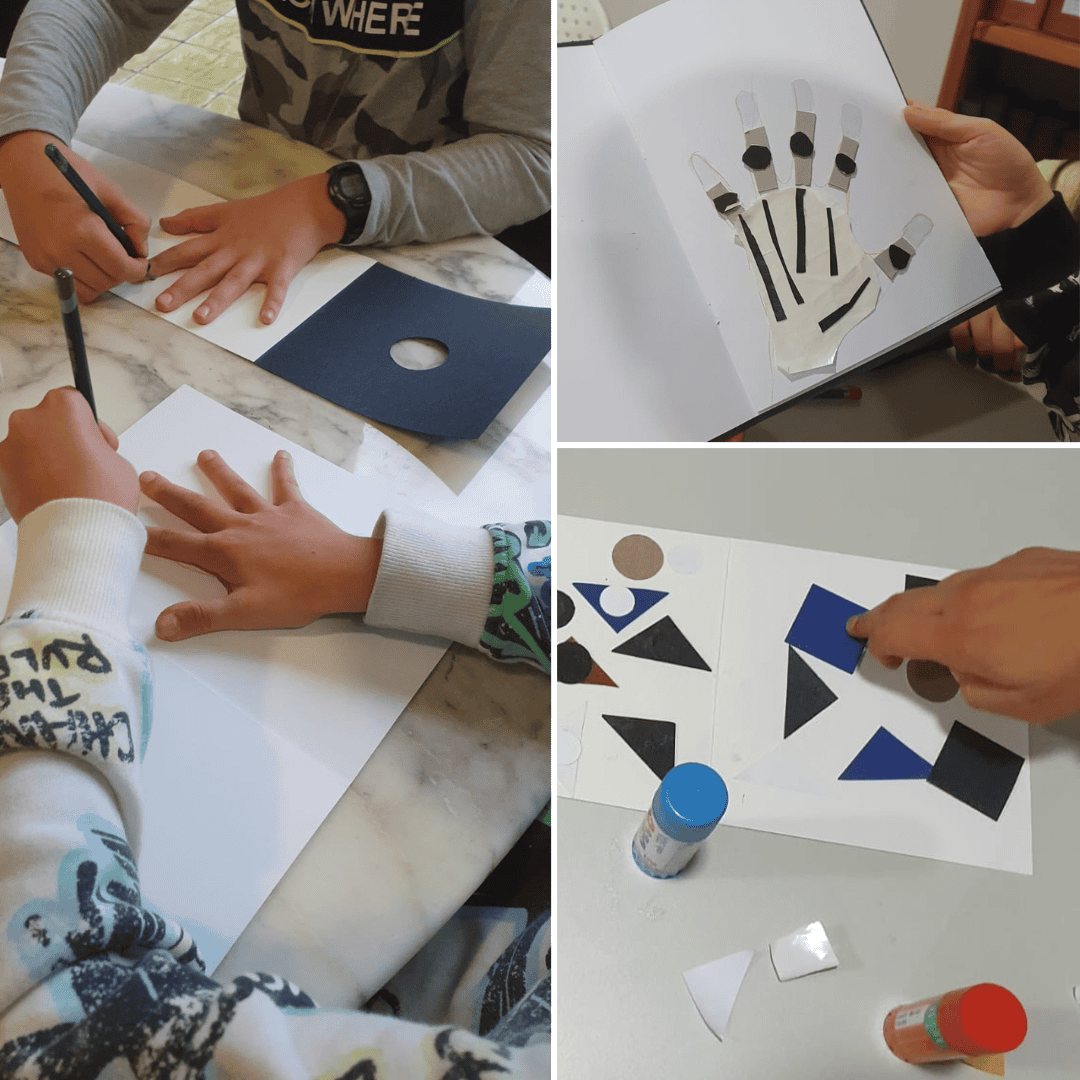 Mani-di-bambini-che-esplorano-pattern-tattili-su-carta